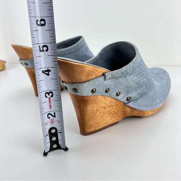 Michael KORS suede & wood wedge clogs size 10 - Picture 8 of 10